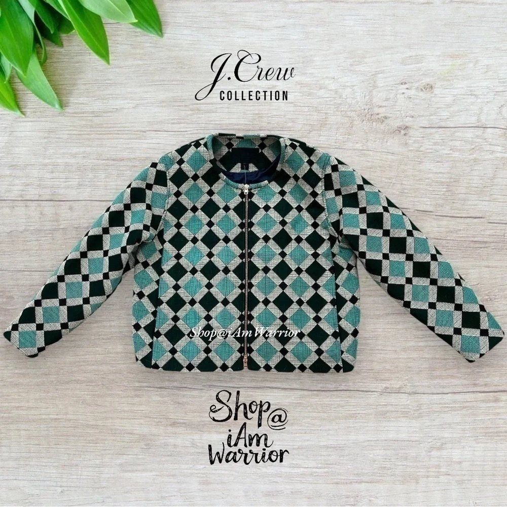 J.Crew Collection NWT Moroccan Tile Jacquard Zip Boxy Jacket *shop@iamwarrior